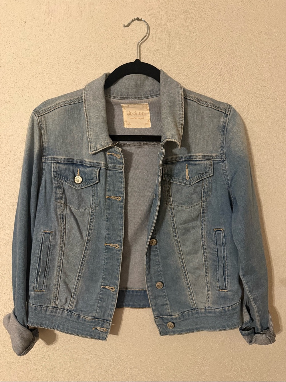 Altar'd State Light Wash Denim Jacket - Pale Blue